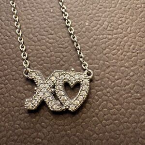 Silver XO Heart Pendant Necklace